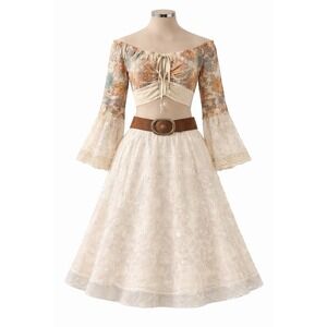 MSK Womens A-Line Skirt Small Side Zip Embroidered Floral Sequin White Size XL